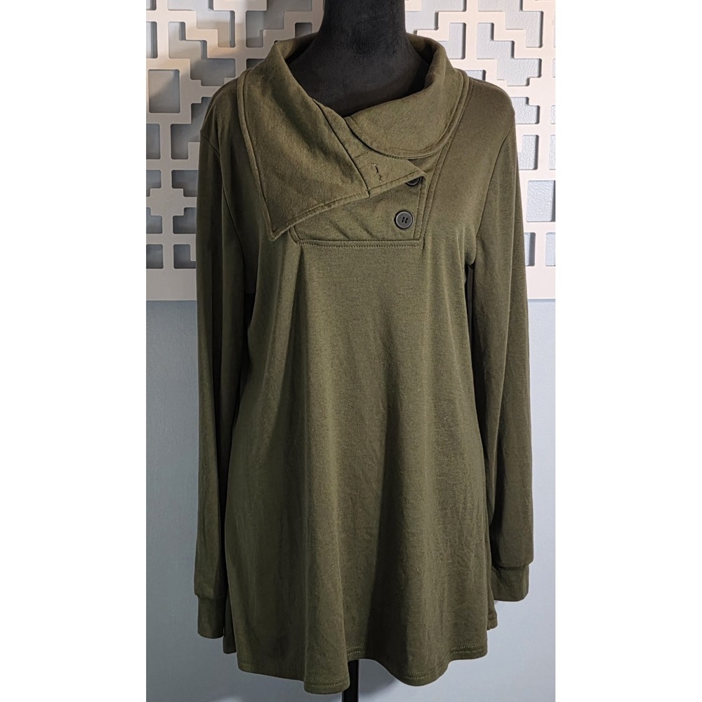 Bluetime Women's Fall Long Sleeve Cowl Neck Button Tunic Tops Lightweight Sweats